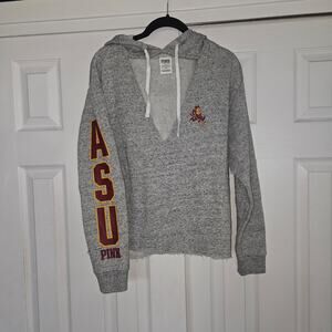 ink Victoria Secret Cropped Hoodie Sweatshirt V Neck Medium ASU Arizona State